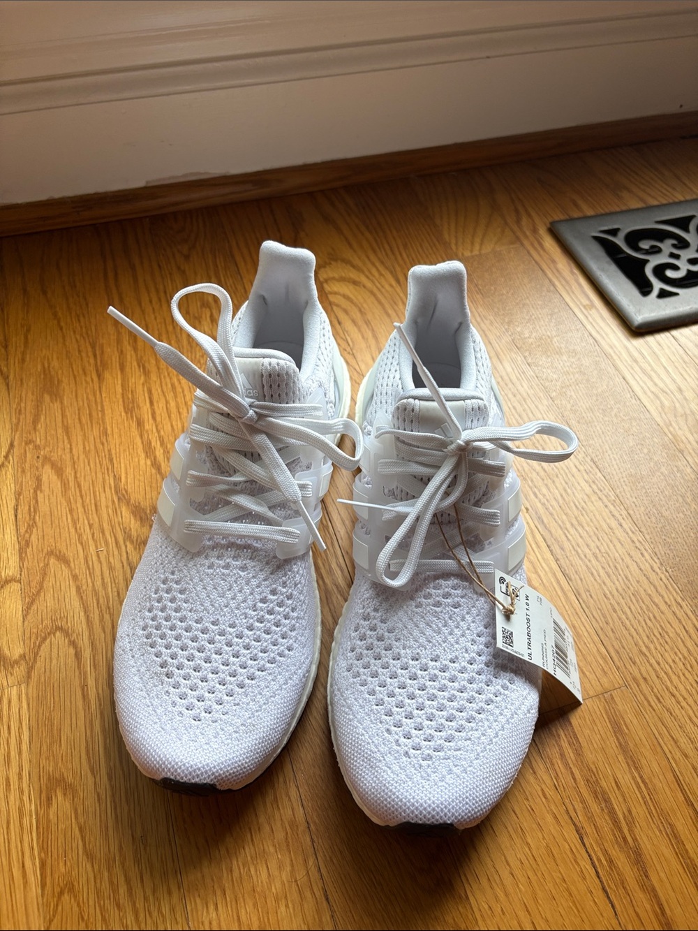 adidas Women's White Knit Running Sneakers - Lace-Up Breathable Style Ultraboost